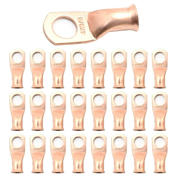 25 Pcs 4 AWG 5/16 inch Heavy Duty Battery Cable Lugs, Copper Ring Terminals for Secure Connections, Sturdy Battery Cable End Connectors