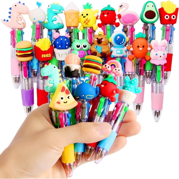 25 Pcs 4-in-1 Fun Multicolor Pens, Cute Kawaii Cool Ballpoint Pens Bulk Fun Gifts
