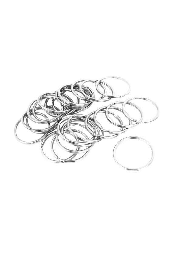 25 Pcs 40mm Outside Dia Metal Double Loop Split Ring Key Holder Keyring