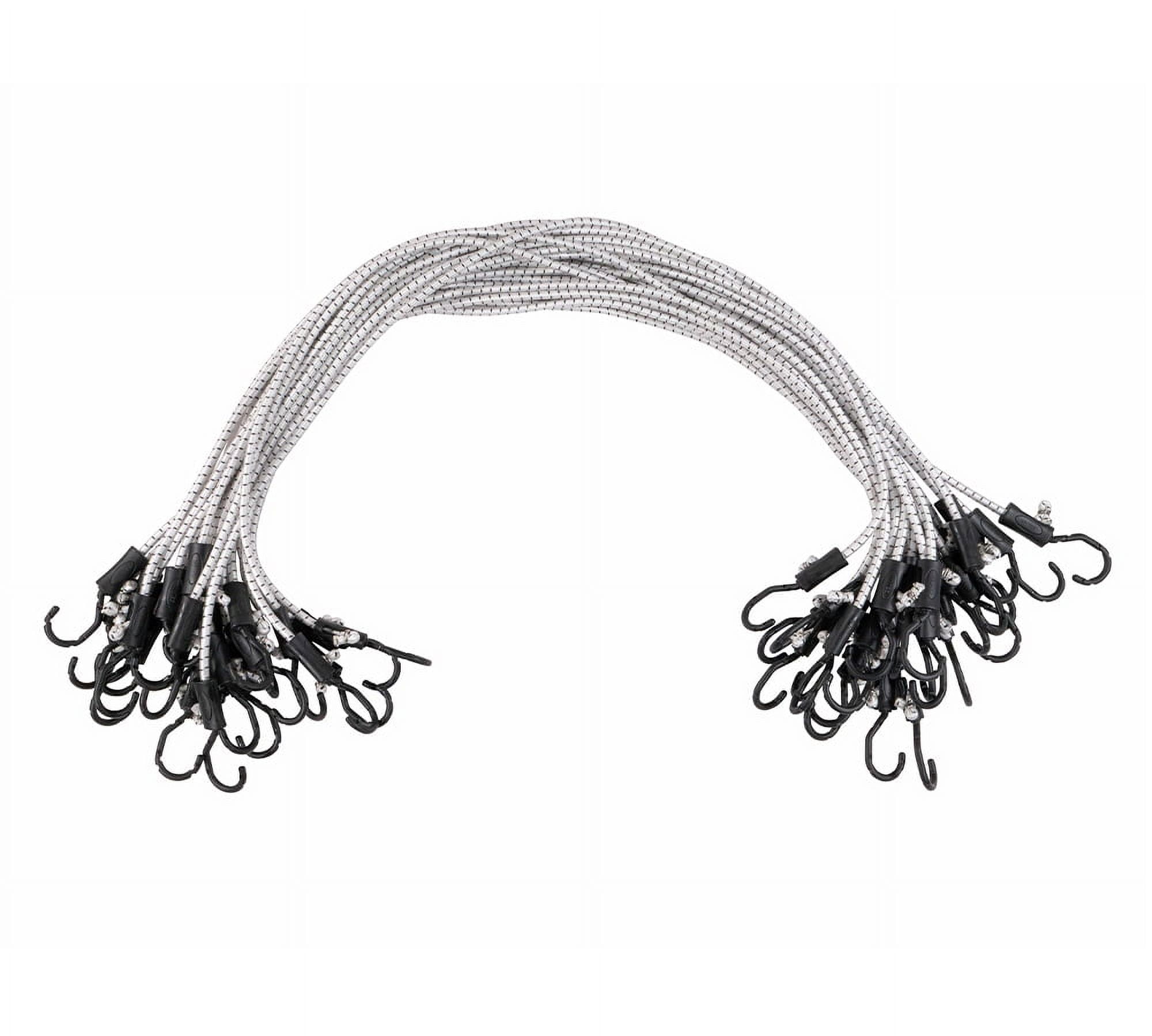 (25 Pcs) 48” Heavy Duty Adjustable Bungee Cords with hook - Polypropylene (PP) Bungee Cords for Outdoor Camping, Household - Extendable upto 72 inches
