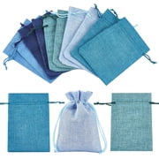 25 Pcs 5.51 Long Burlap Packing Pouches with Drawstring Design Linen Burlap Pouches Gift Bags Small Candy Pouch Gunny Sack Bags for Christmas Party Wedding Favors Jewelry Bags Blue for DIY