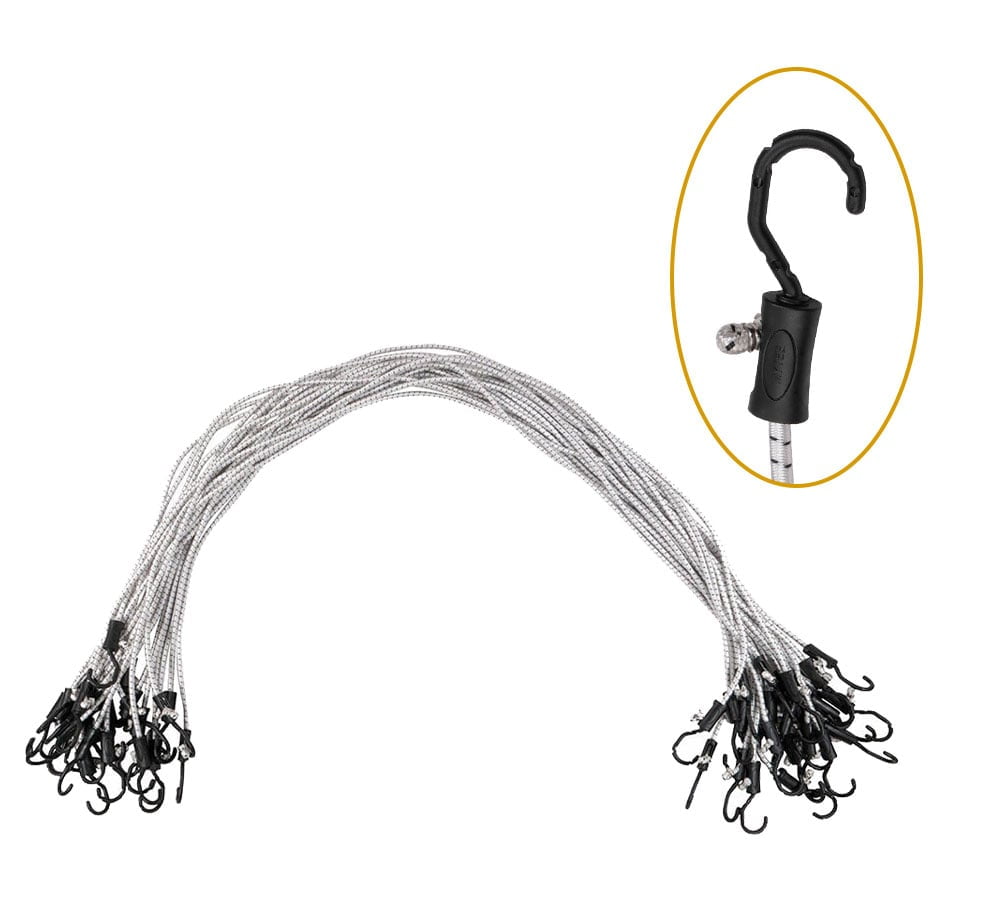 (25 Pcs) 72” Heavy Duty Adjustable Bungee Cords with hook - Polypropylene (PP) Bungee Cords for Outdoor Camping, Household - Extendable upto 108 inches