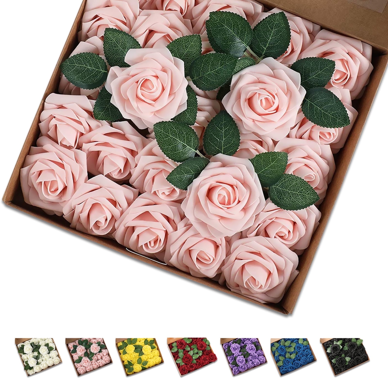 Syenll 25 Pcs Artificial Rose Flowers, Foam Fake Flowers DIY Bouquets ...