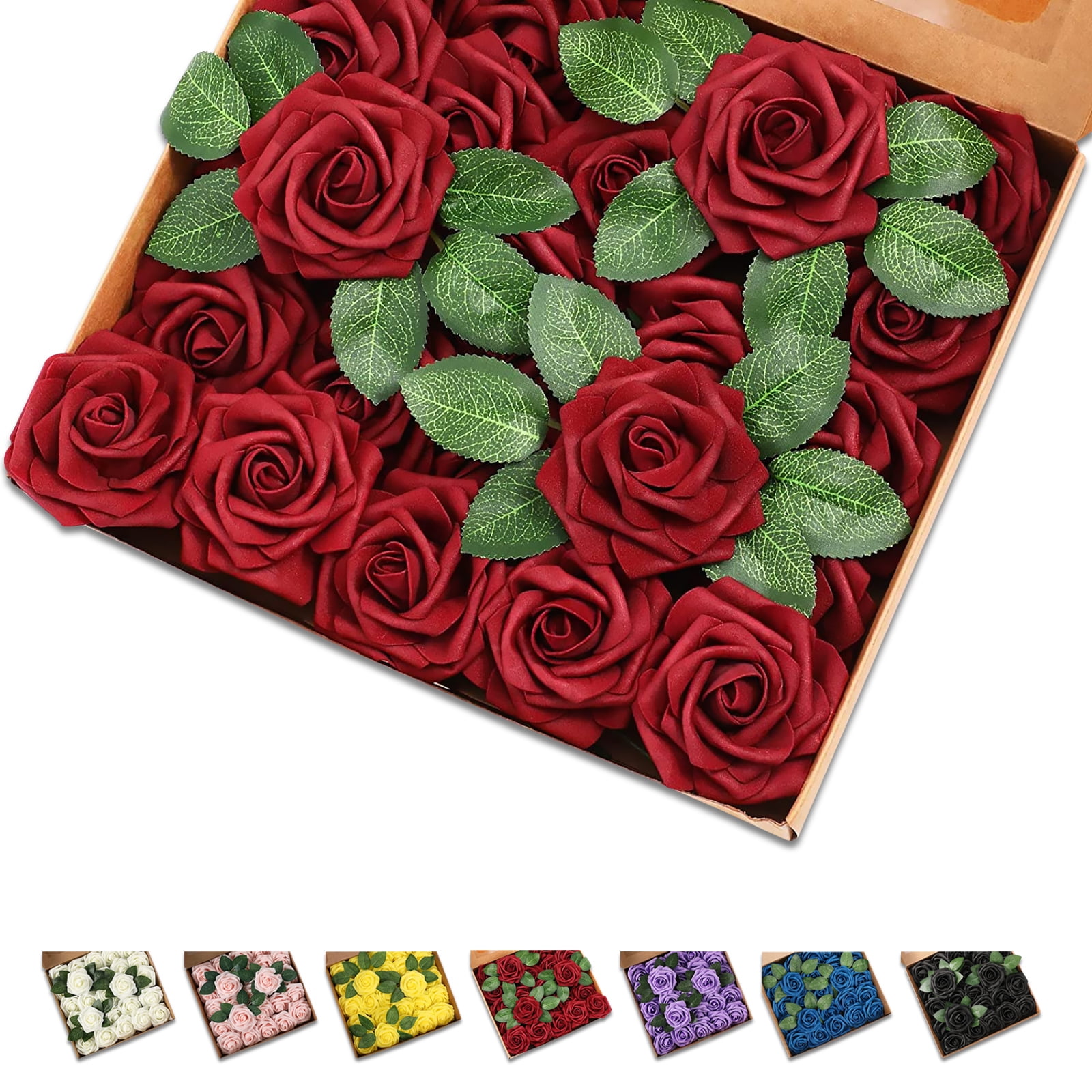 25 Pcs Artificial Rose Flowers, Foam Fake Flowers DIY Bouquets with