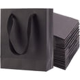 thumbnail image 1 of 25 Pcs Black Paper Shopping Bags Rectangle Bags with Handles for Birthday Present Wedding and Party Celebrations 16x13x6cm, 1 of 7