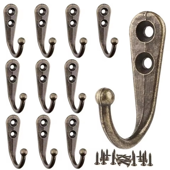 25 Pcs Bronze Wall Mounted Coat Hooks, Hanger Hook with 50 Pieces Screws for Hanging Hat, Towel, Key, Robe, Coats, Scarf, Bag, Cap, Coffee Cup, Mugs