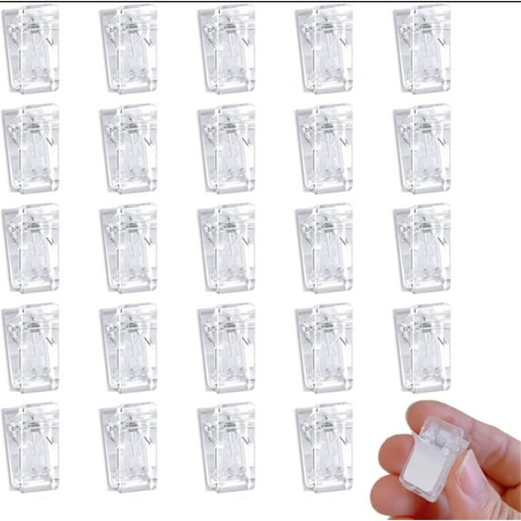 25 Pcs Clear Self Adhesive Clips,No Drill No Damage Clips,Plastic Sticky Clips Spring Clips,Photo Clips for Wall Hanging,Clear Wall Tapestry Clips (Clear)