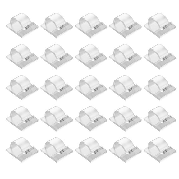 25 Pcs Computer Cable Organizers Self-adhesive Great Stickiness Anti-slip Wire Fasteners Weather-resistant TV Cord Manangement Clips for Floor And Wall -Clear