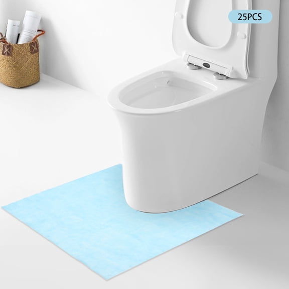 25 Pcs Disposable Toilet Mat, Training Floor Mat, Non-slip U-shaped Contour Incontinence Pads Toilet Training Rug for Kids Bathrooms Floor (Waterproof Fabric)