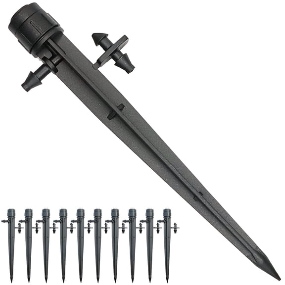 25 Pcs Drip Irrigation Emitters, Adjustable Flow 0-20 GPH Drippers with Stake, Full Circle Head, Micro for Garden Patio Lawn Flower Bed