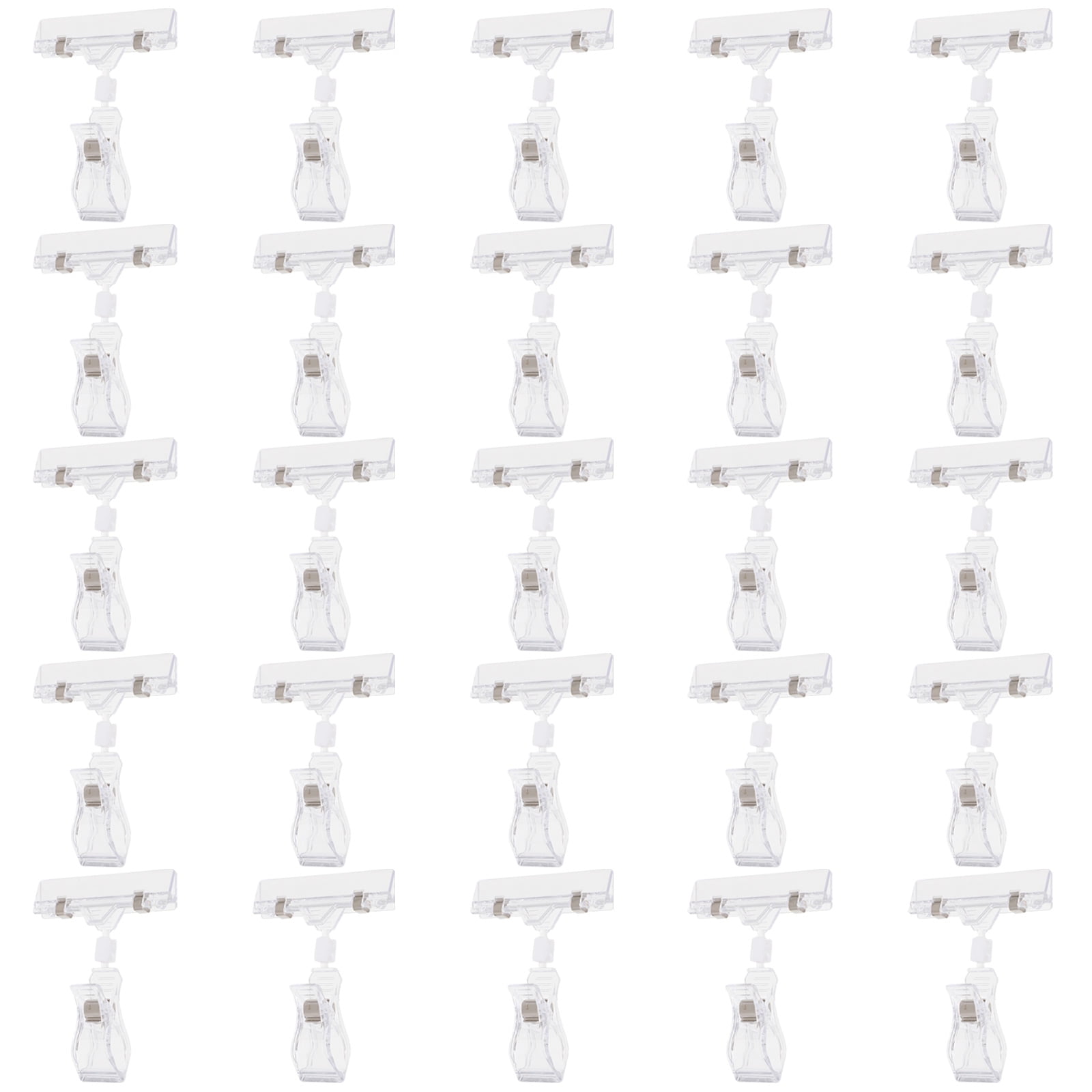 25 Pcs Emblems Plastic Sign Holder Double Display Label Clip Rotatable