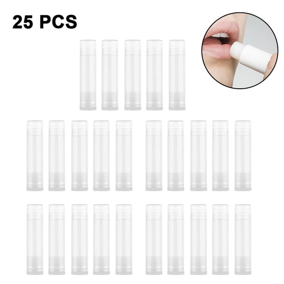 25 Pcs Empty Lipstick Tubes Diy Lip Balm Container Lipstick Tube 5G Comes With A Lid-Transparent