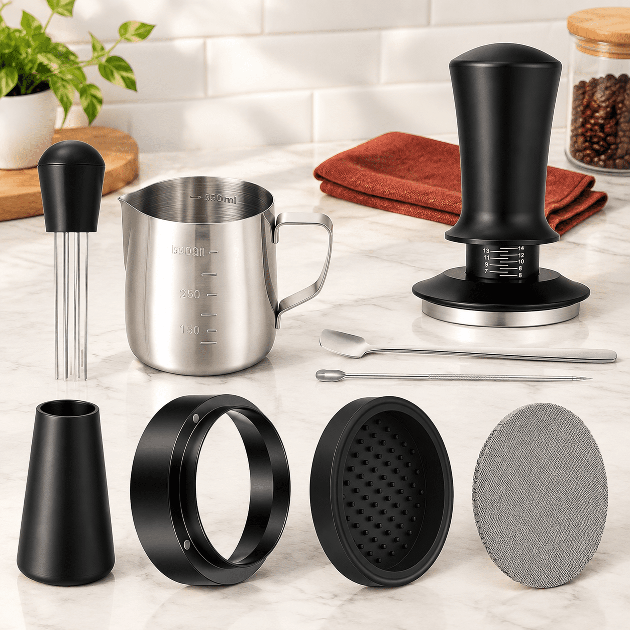 25 Pcs Espresso Accessories Kit, 51mm Coffee Tamper Set with Spring ...