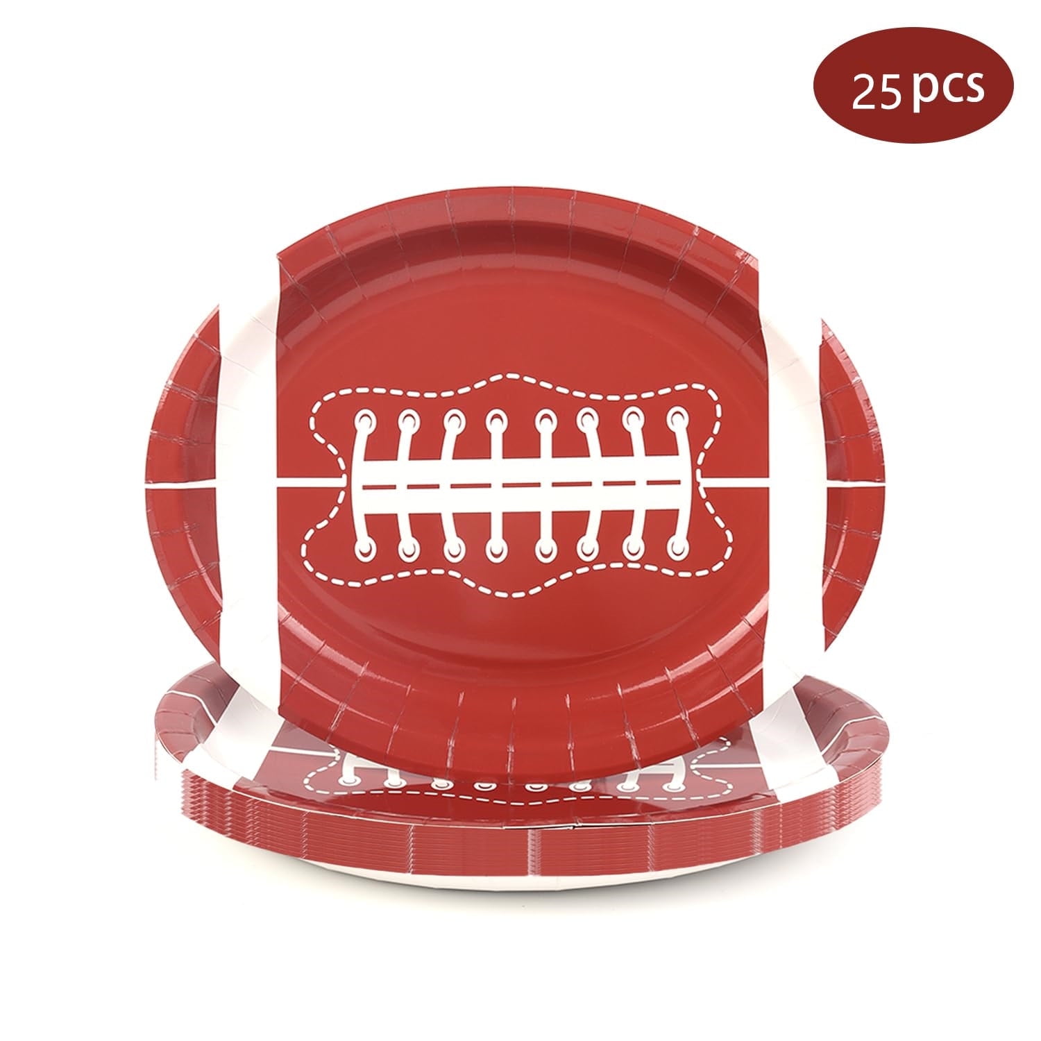 25 Pcs Football Party Plates Tableware Set 12 inch Large Football Oval