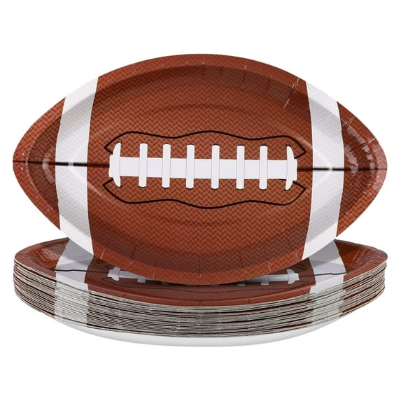 25 Pcs Football Plates Football Party Plates Football Shaped Disposable Paper Plates Touchdown Party Plates Football Party Supplies for Football Decorations Sports Decoration, 9.4x5.9 Inch, Brown