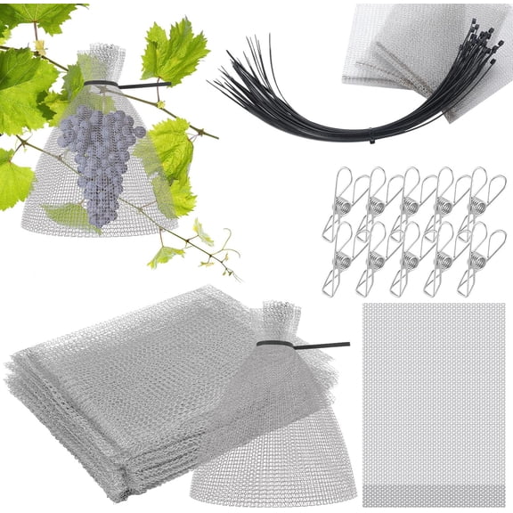 25 Pcs Fruit Protection Wire Mesh Bags 6 x 8 Inch Fruit Bags with Clips and Ties for Fruit Trees Netting Cover Bags Mesh Fruit Protectors for Vegetables Tomato Apple Mango Berry Roots Pl