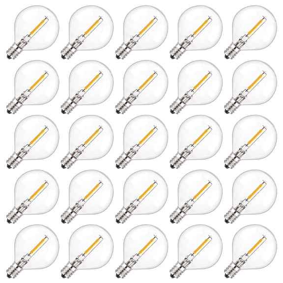 25 Pcs G40 Clear Glass Replacement Bulbs 1W Equivalent 10W E12 Screw Base Warm White 2200K Globe Light Bulb for Indoor or Outdoor G40 Led String Light Party Patio Garden Decor CRI 90+, Pack of 25