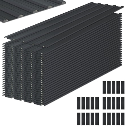 25 Pcs Galvanized Metal Roof Panels Hardware Roofing Sheets, Black