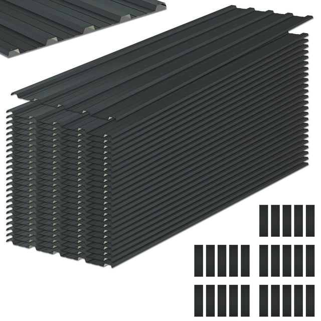 25 Pcs Galvanized Metal Roof Panels Hardware Roofing Sheets, Black