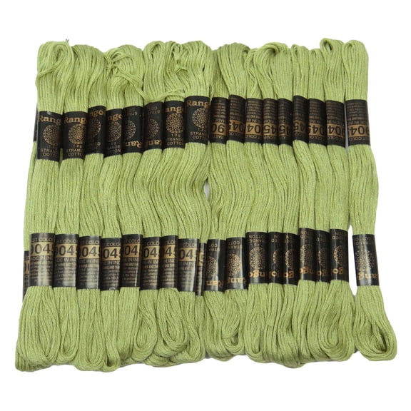 25 Pcs Green Cotton Thread Stitch Needlepoint Sewing Skein Floss Embroidery