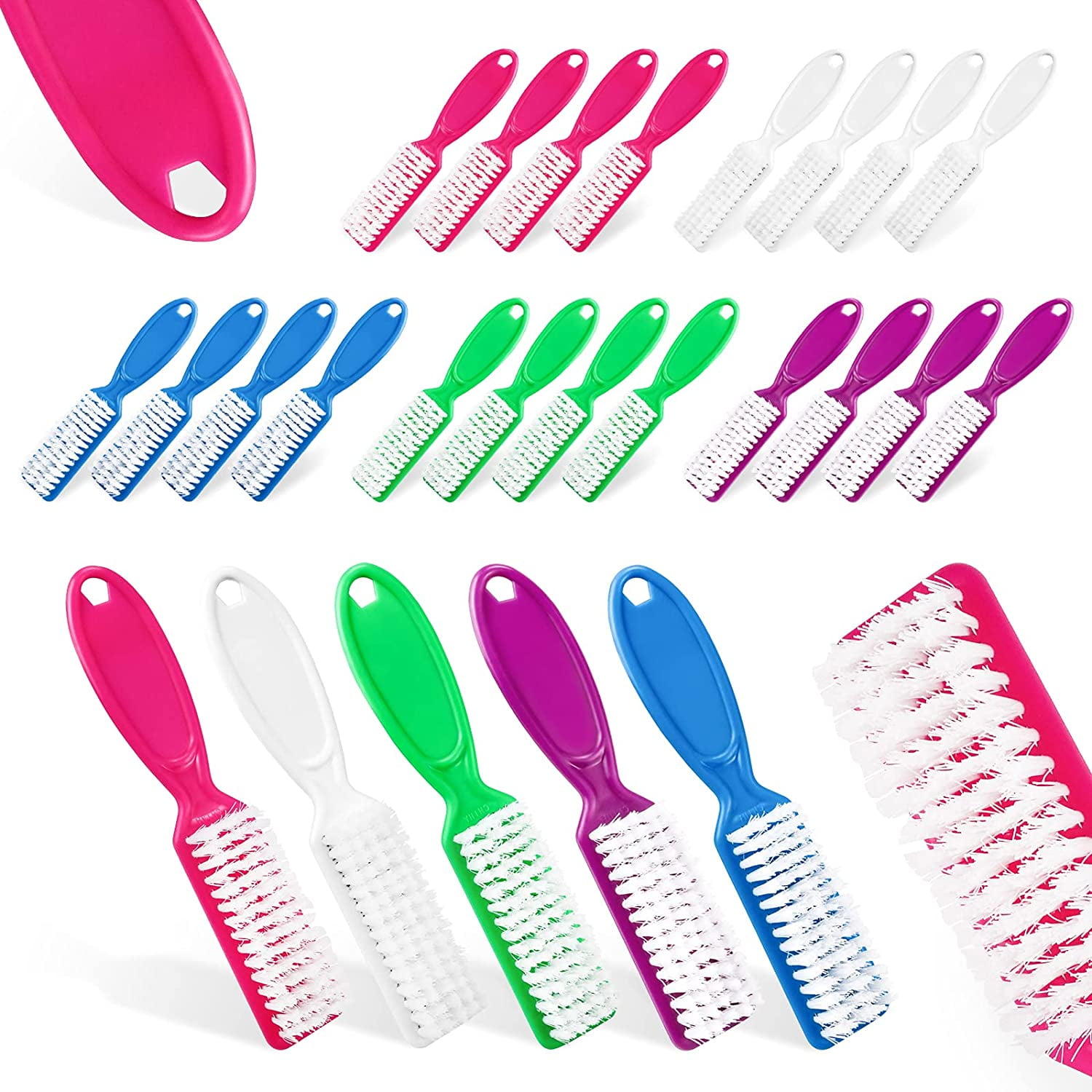 25 Pcs Handle Grip Nail Brush Finger Nail Brushes Hand Fingernail Scrub
