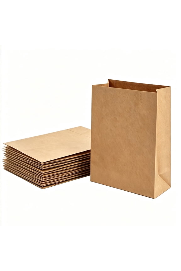 25Pcs Brown Kraft Paper Bags 12x7x17 Inch, Heavy Duty Flat Bottom Stand Up Grocery Sacks for Food Delivery, Retail and Gift Storage