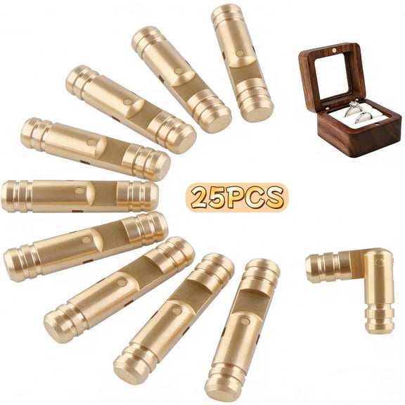 25 Pcs Hidden Cylinder Hinges, 270 Degree Folding, 0.16x0.79 in Mini Barrel Hinges for DIY Crafts, Wooden Jewelry Boxes Small Box Cabinet Doors and Wooden Cases(Brown)