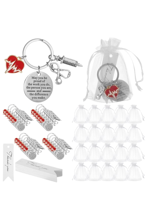 25 Pcs Inspirational Nurse Keychains, "May You Be" Motivational Gifts Set with Organza Bags, Nurse Appreciation Day Key Rings for Friends, Family, Colleagues