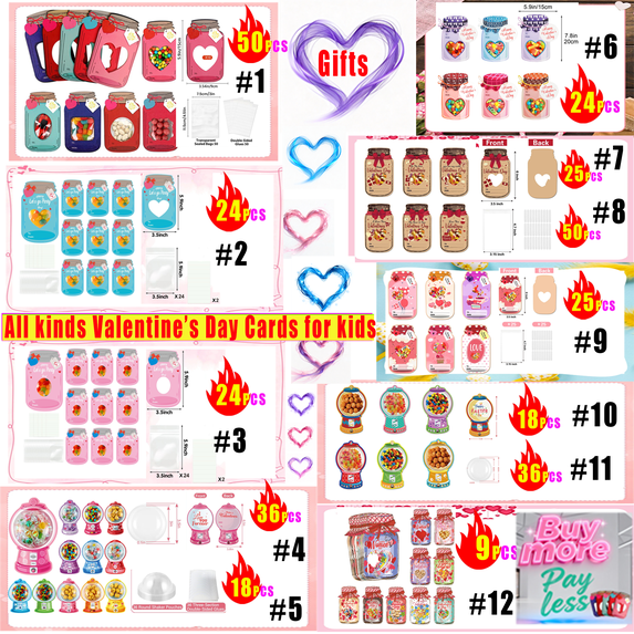 25 Pcs Jar Valentine's Day Cards for Kids School,Sturdy Fillable Bulk,Super Cute Valentines Day Giftsfor Classroom Supplies, Craft Lessons & Friend Gatherings (Candy Not Included)