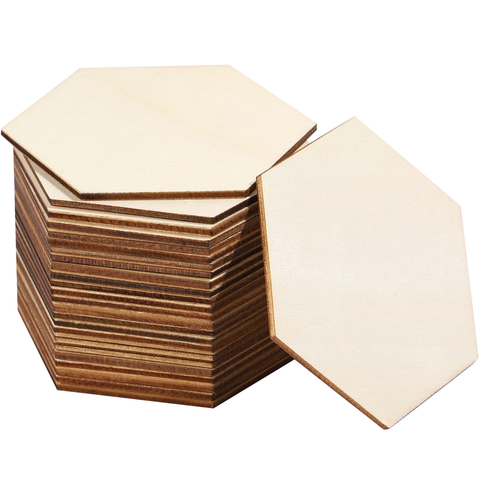 25 Pcs Labels Unfinished Blank Hexagon Wood Slices Wooden Crafts ...