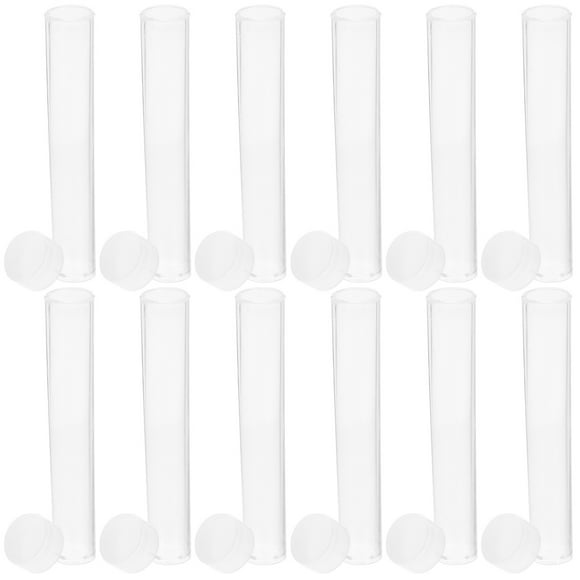 25 Pcs Laboratory Transparent Test Tube Clear Tubes with Caps Glowy