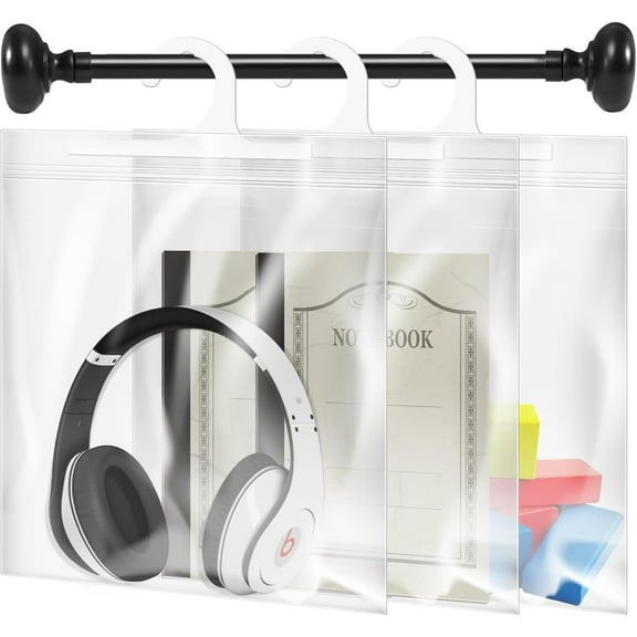 25 Pcs Large Hook Hanging Storage Bags 16 x 13-inch, Headphone Storage Classroom - Reusable, Waterproof & Dustproof - Ideal for Classroom, Library, and Pharmacy Use