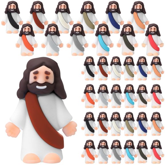 25 Pcs Little Jesus Figures Original Design Mini Rubber Jesus Toys to Hide and Seek Religious Party Favors Sunday School Baptism Gifts