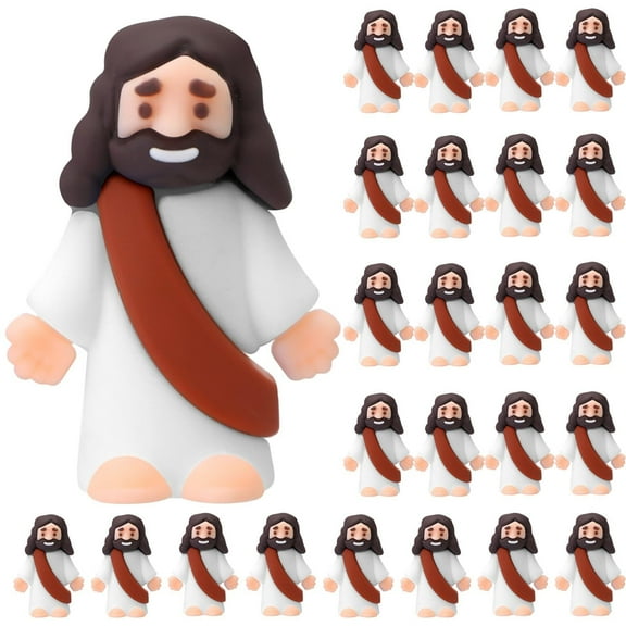 25 Pcs Little Jesus Figures Original Design Mini Rubber Jesus Toys to Hide and Seek Religious Party Favors Sunday School Baptism Gifts