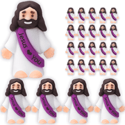 25 Pcs LittleJesus Figures Original Design Jesus Love You Mini Rubber Jesus Toys to Hide and Seek Religious Party Favors Sunday School Baptism Gifts Stuffers-(Purple)