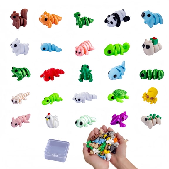 25 Pcs Mini 3D Printed Animal Figures with Movable Joints, Realistic Collectible Figurines Statues, Cute Desk Fidget Toys for Home Office Decor, Perfect Gift for Kids Adults Animal Lovers