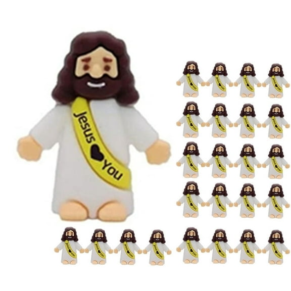 25 Pcs Mini Jesus Figures,Easter Jesus Loves You Christ Toys,Little Christ Figures to Hide and Seek Sunday School Religious Party Favors Gift for Easter Egg Stuffers