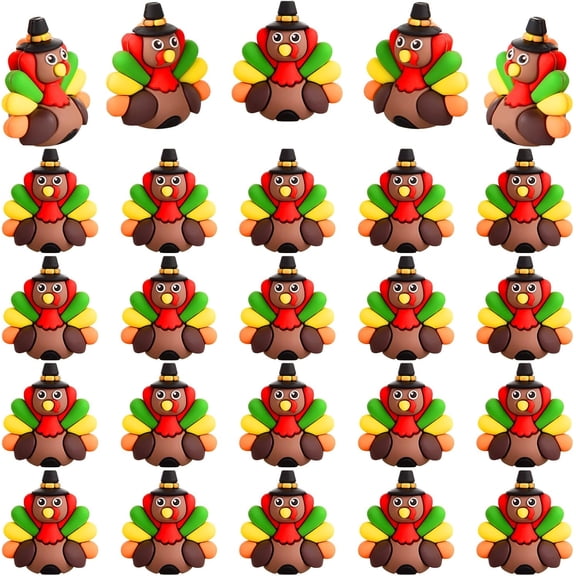 25 Pcs Mini Thanksgiving Turkey Figurines Tiny Turkey Figures Miniarue Animals Figurines Little Autumn Fall Ornaments to Hide and Seek for Thanksgiving Party Decorations
