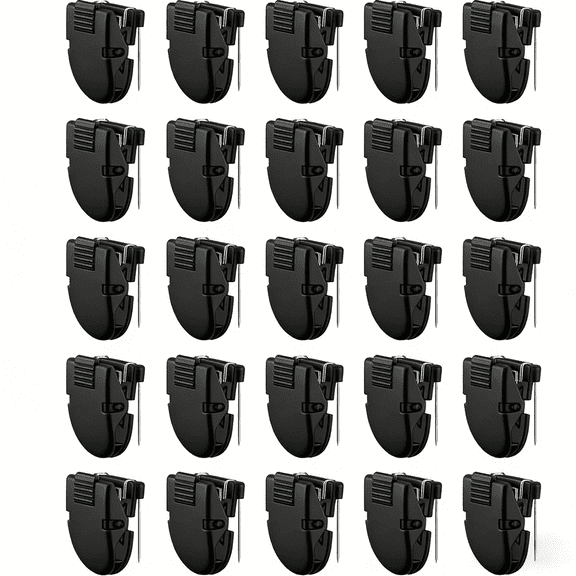 25 Pcs 0.98"×1.38" Cubicle Clips with Push Pin | Black Fabric Partition Wall Hanging Clips for Office Bulletin Board, Photos, Notes & Data Cables