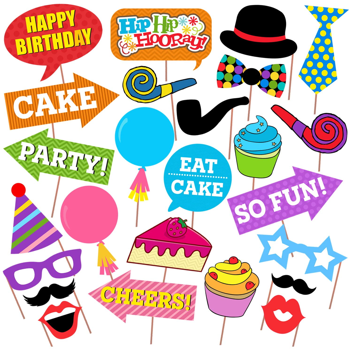 25 Pcs Multicolour happy birthday props for kids /Birthday photoshoot props/Birthday photography