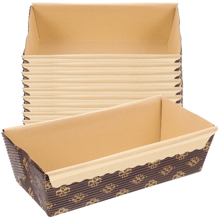 Kitchen Supply Italian Paper Loaf Pans - 25 Pack, 6x2.5x2 Inch, Gold/Brown, Oven & Freezer Safe