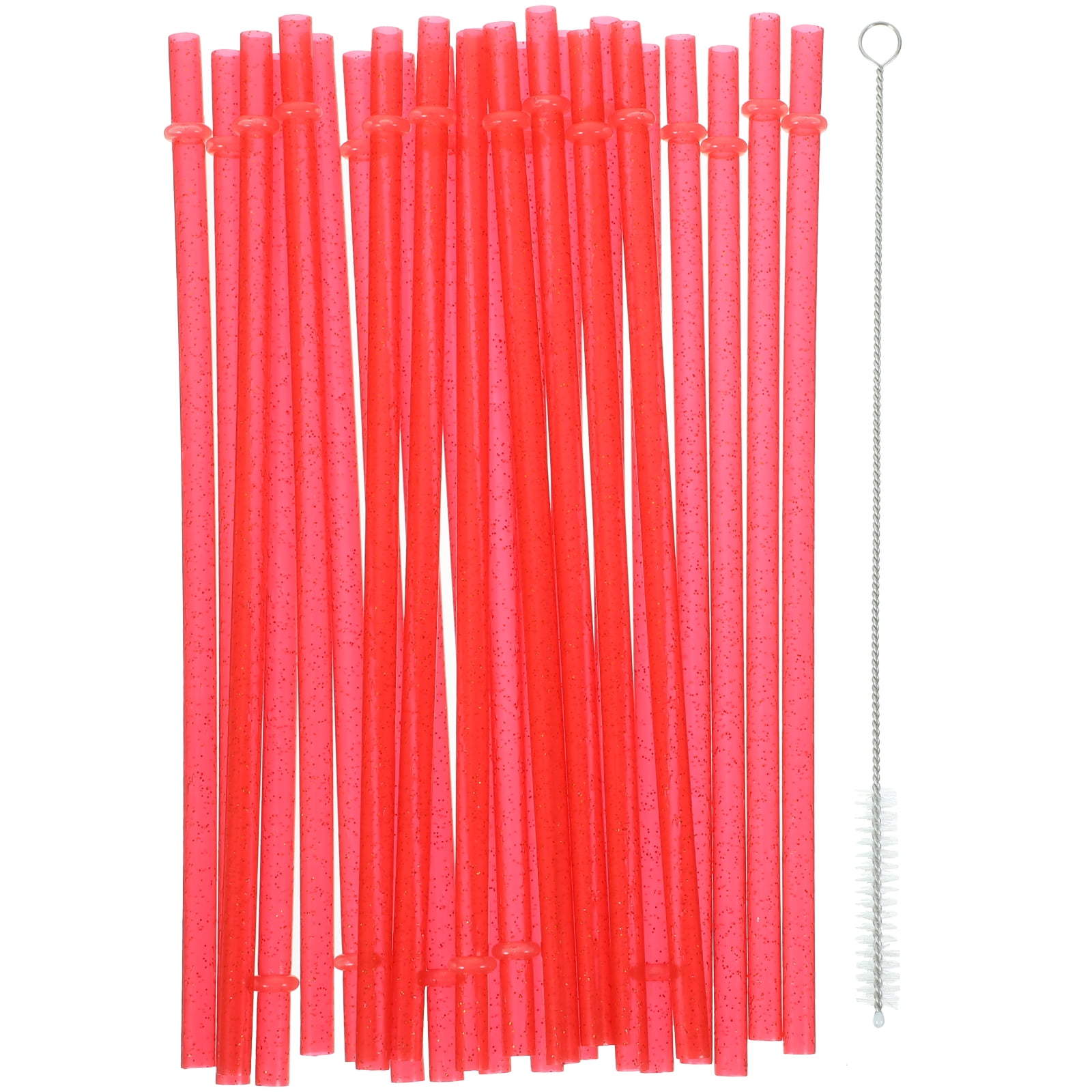 FONDOTIN 25 Pcs Red Reusable Straws for Indoor Outdoor Use, Household Party Straws