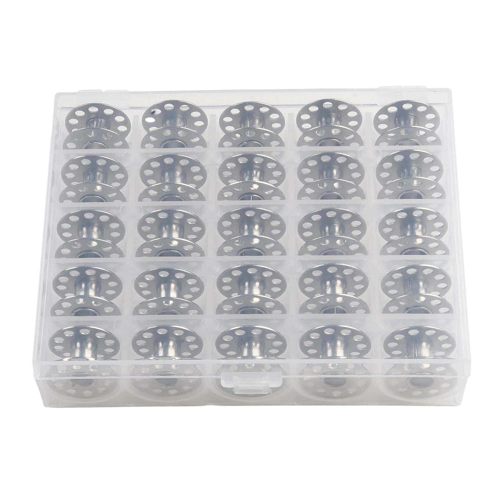 25 Pcs Plastic Bobbins and Bobbin Box Set for Sewing Machines