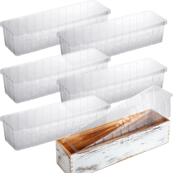 25 Pcs Plastic Liners for Planters Planter Box Liner Clear Rectangular Plastic Window Flower Box 16.2" l x 3" W x 3.5" H for Indoor Outdoor