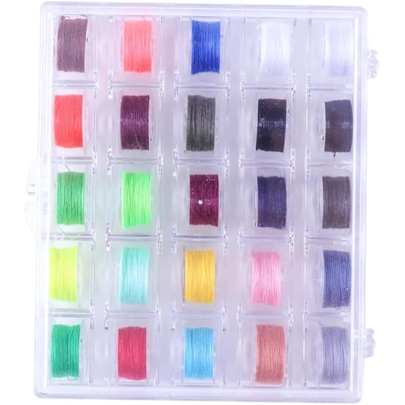 25 Pcs Plastic Sewing Machine Bobbins for Domestic Machines | Included Storage Case, for Embroidery Use, Compact Sorting, Thread Supply Organization