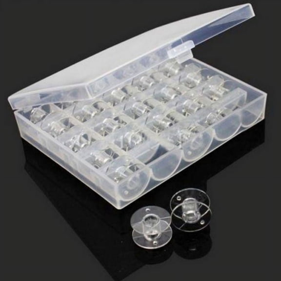 25 Pcs Plastic Sewing Machine Bobbins with Case for Brother Singer Babylock Janome Kenmore