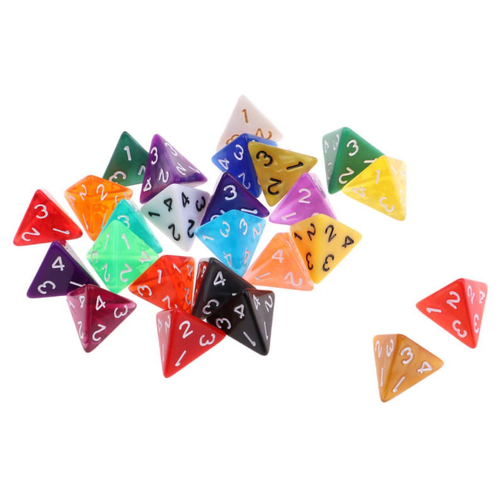 25 Pcs Polyhedral D4 Dice For Game And Dragons Random Color 