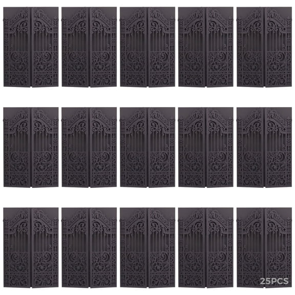 25 Pcs Prefolded 5 x 7.1 in12.5 x 18 cm Pearlescent Paper for Invitations, Elegant Black with Floral Patterns, Ideal for Weddings and Greeting Cards