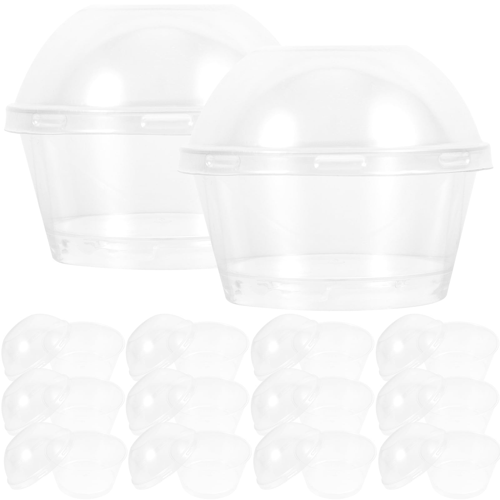 25 Pcs Pudding Cup with Lid Mousse Serving Cups Dessert Plastic Clear