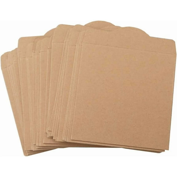 25 Pcs Retro Brown Kraft Paper CD DVD Sleeves Envelopes Cardboard Storage Cases Holder DVD Cases Media StorageInternal Dimension13*13cm